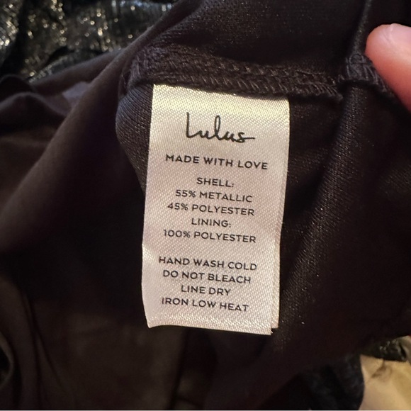 Lulus Elegant Shimmer Shiny Black and Silver Plisse Maxi Dress - Picture 10 of 13